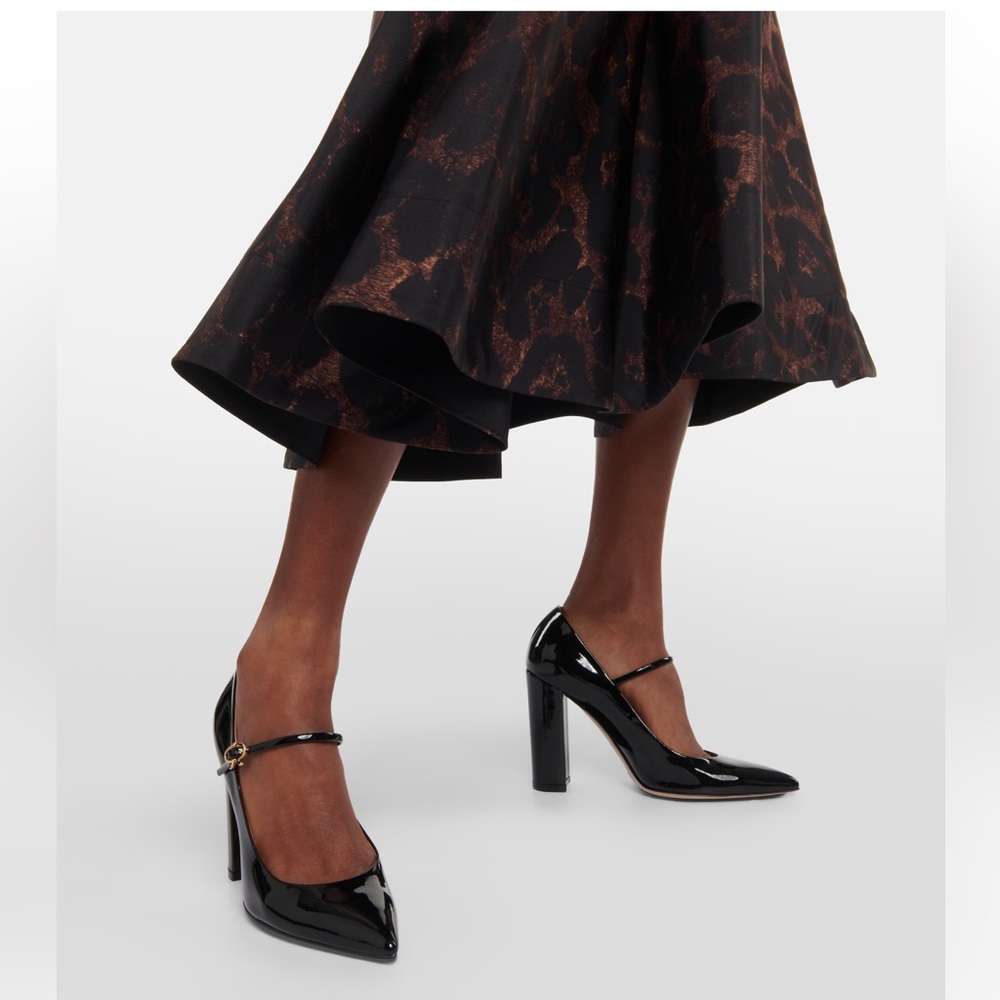 Gianvito Rossi Black Patent Block Maryjane Heels